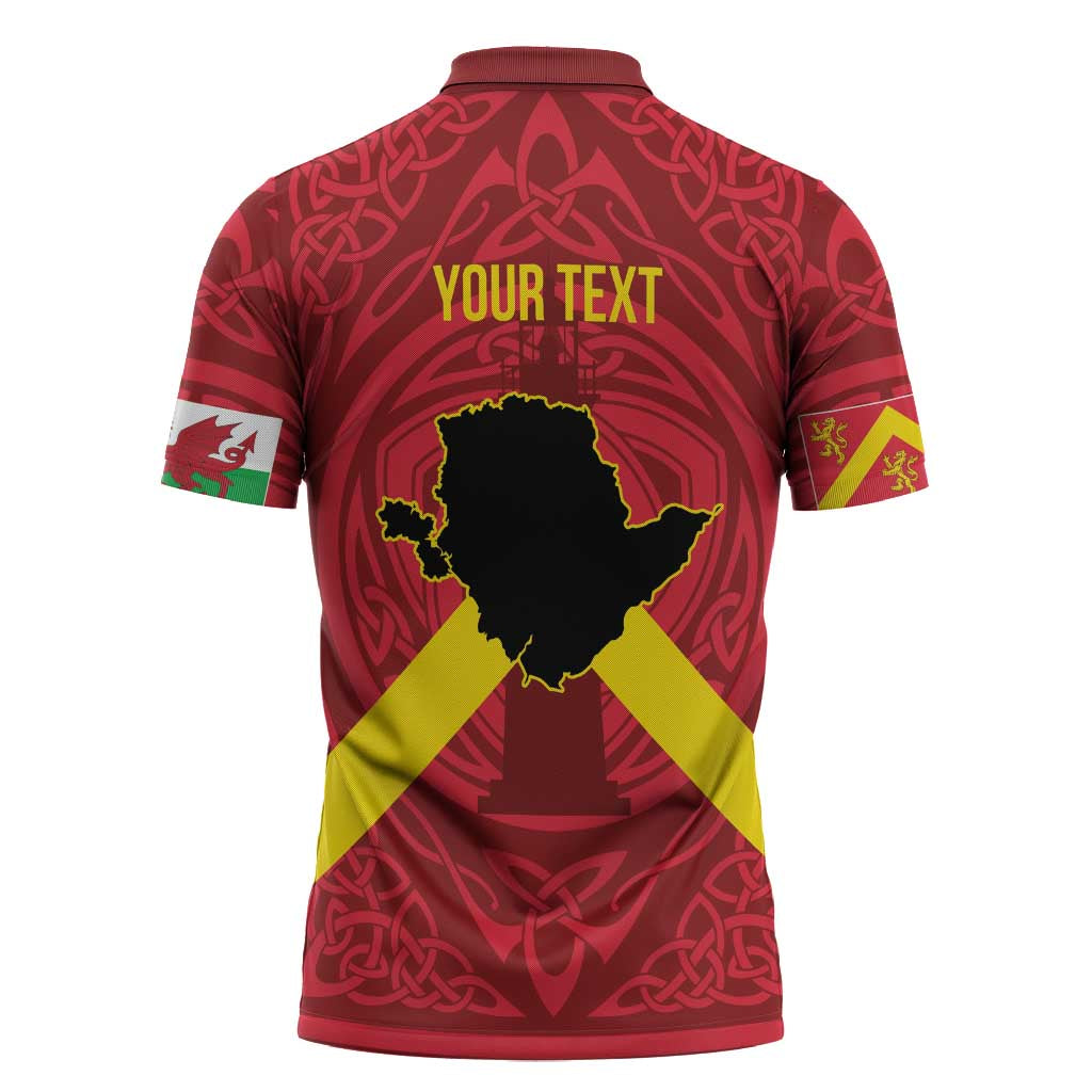 Personalized Anglesey Ynys Mon Zipper Polo Shirt Map and Emblem Celtic Style - Wonder Print Shop