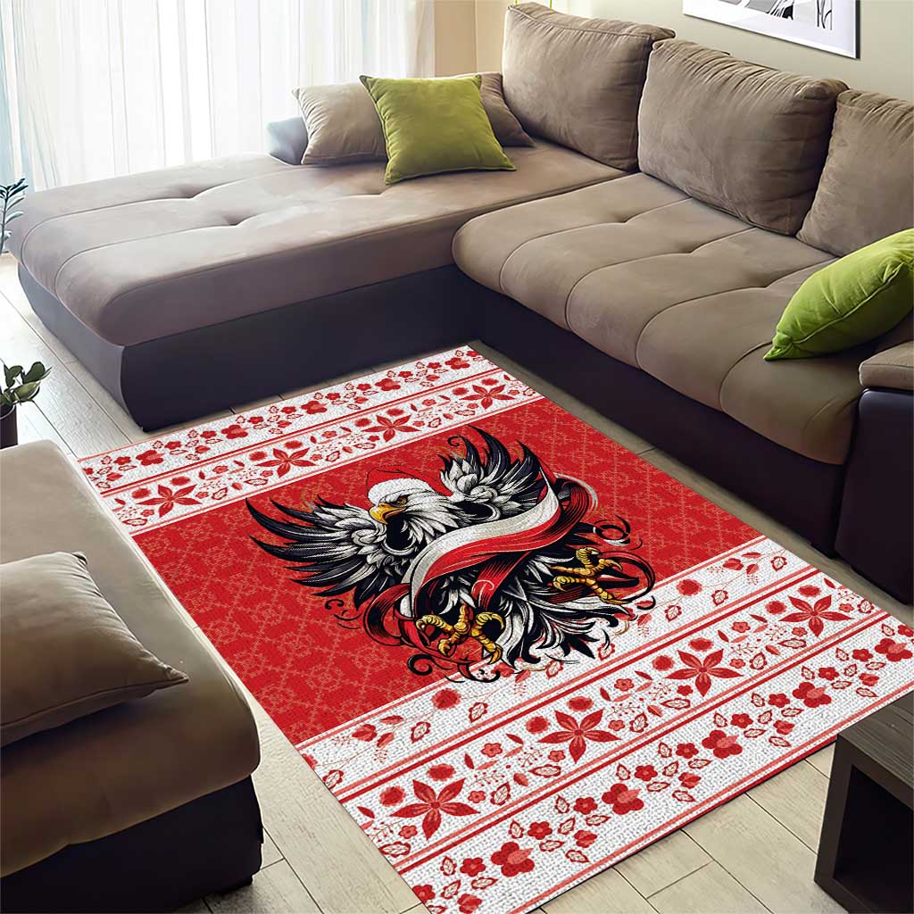 Poland Christmas Area Rug Polish Eagle with Flag Style - Wonder Print Shop