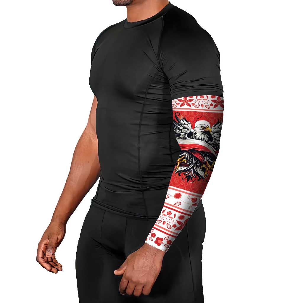 Poland Christmas Arm Sleeves Polish Eagle with Flag Style - Wonder Print Shop