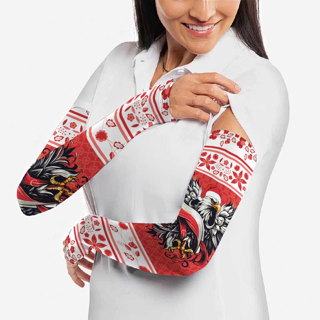 Poland Christmas Arm Sleeves Polish Eagle with Flag Style - Wonder Print Shop