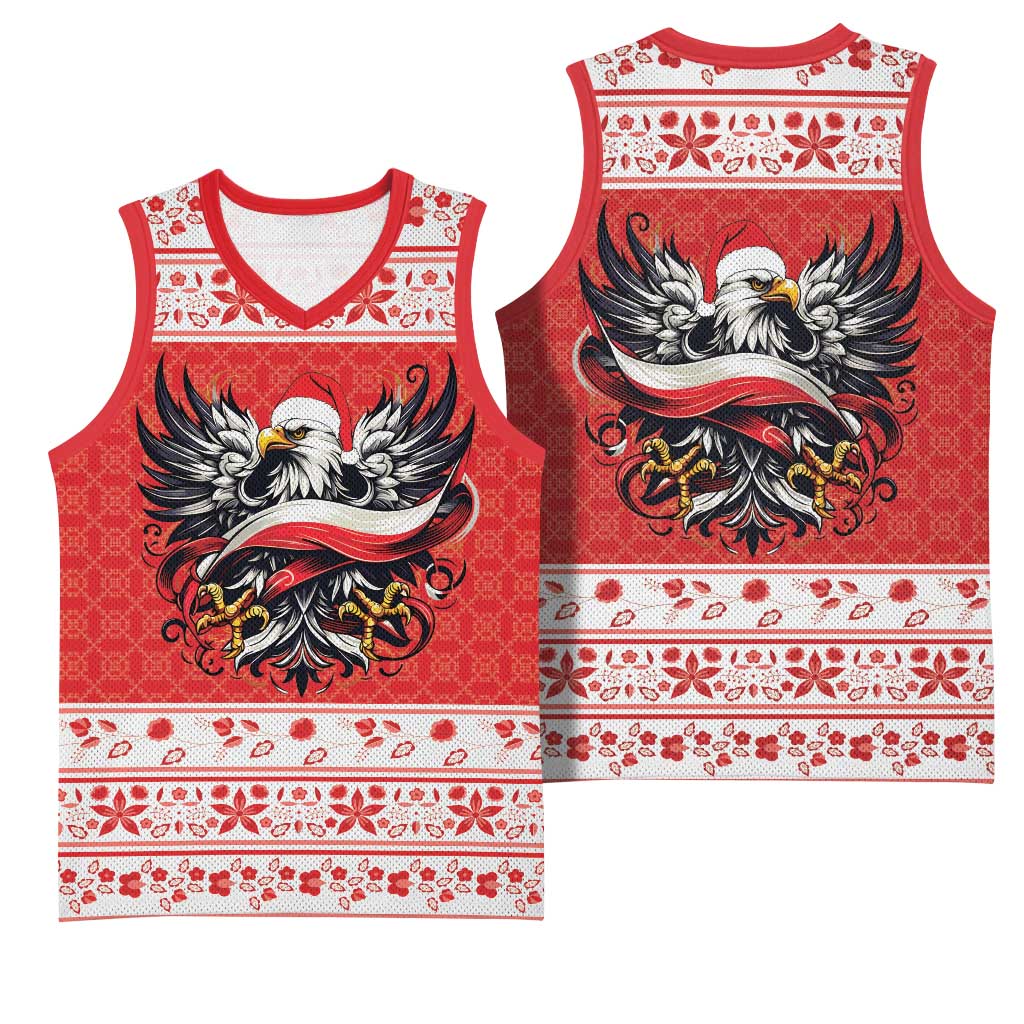 Poland Christmas Basketball Jersey Polish Eagle with Flag Style - Wonder Print Shop
