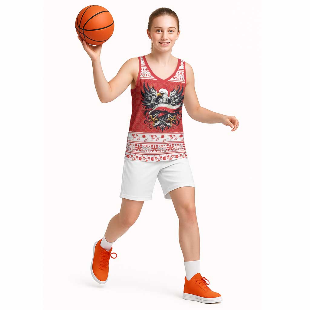 Poland Christmas Basketball Jersey Polish Eagle with Flag Style - Wonder Print Shop