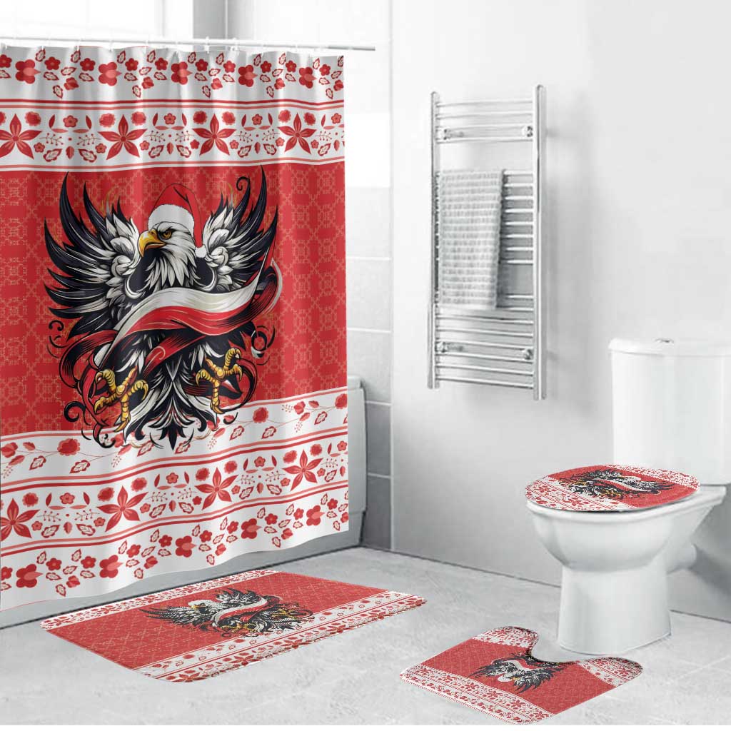 Poland Christmas Bathroom Set Polish Eagle with Flag Style - Wonder Print Shop