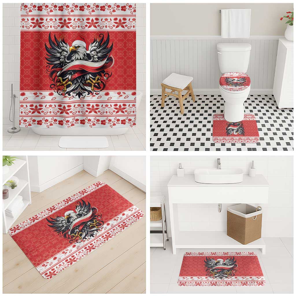 Poland Christmas Bathroom Set Polish Eagle with Flag Style - Wonder Print Shop