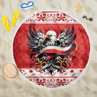 Poland Christmas Beach Blanket Polish Eagle with Flag Style - Wonder Print Shop
