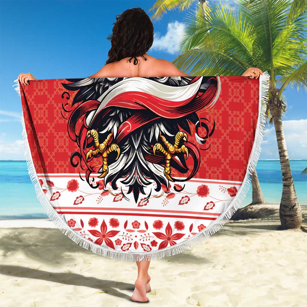 Poland Christmas Beach Blanket Polish Eagle with Flag Style - Wonder Print Shop
