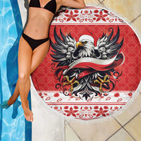Poland Christmas Beach Blanket Polish Eagle with Flag Style - Wonder Print Shop