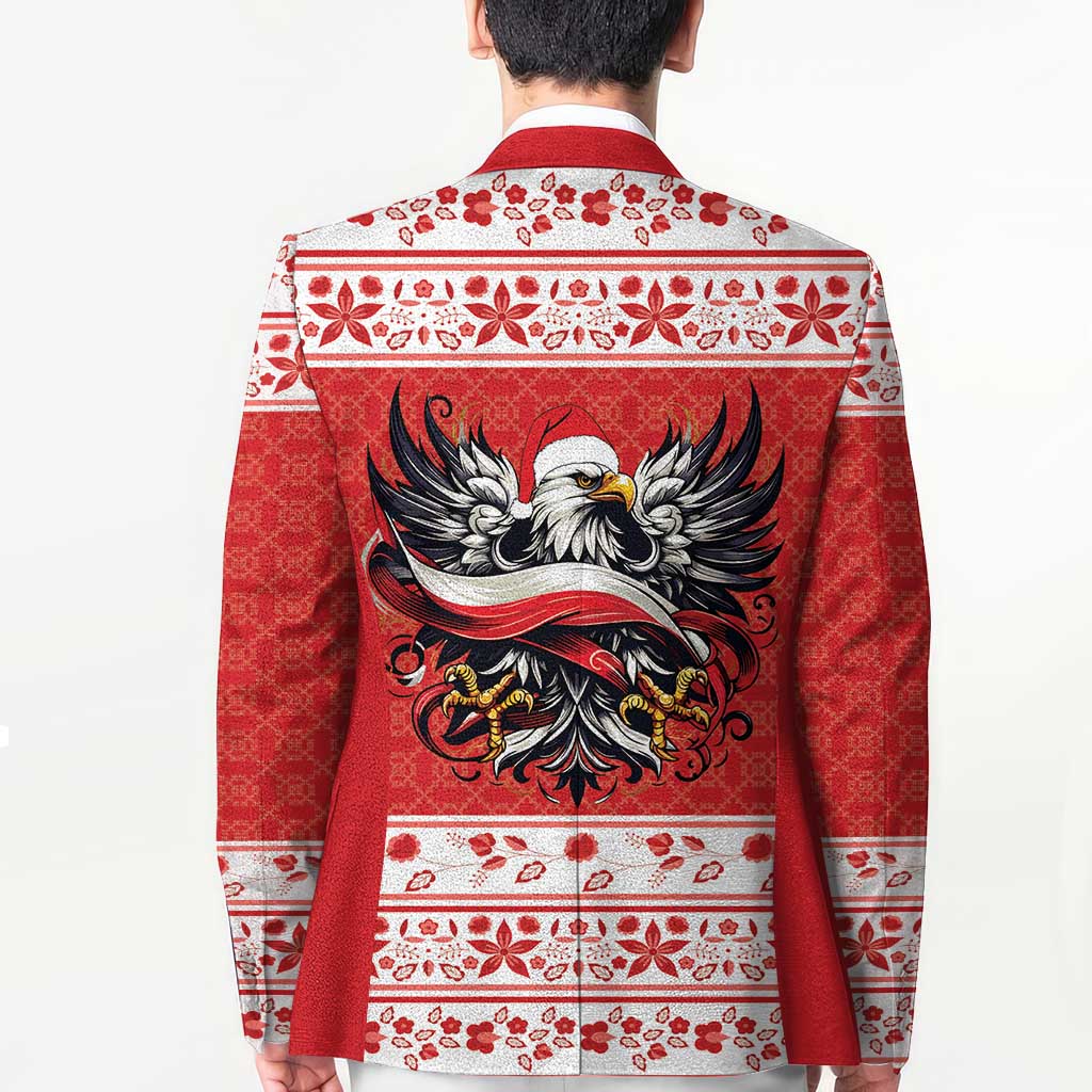 Poland Christmas Blazer Polish Eagle with Flag Style - Wonder Print Shop