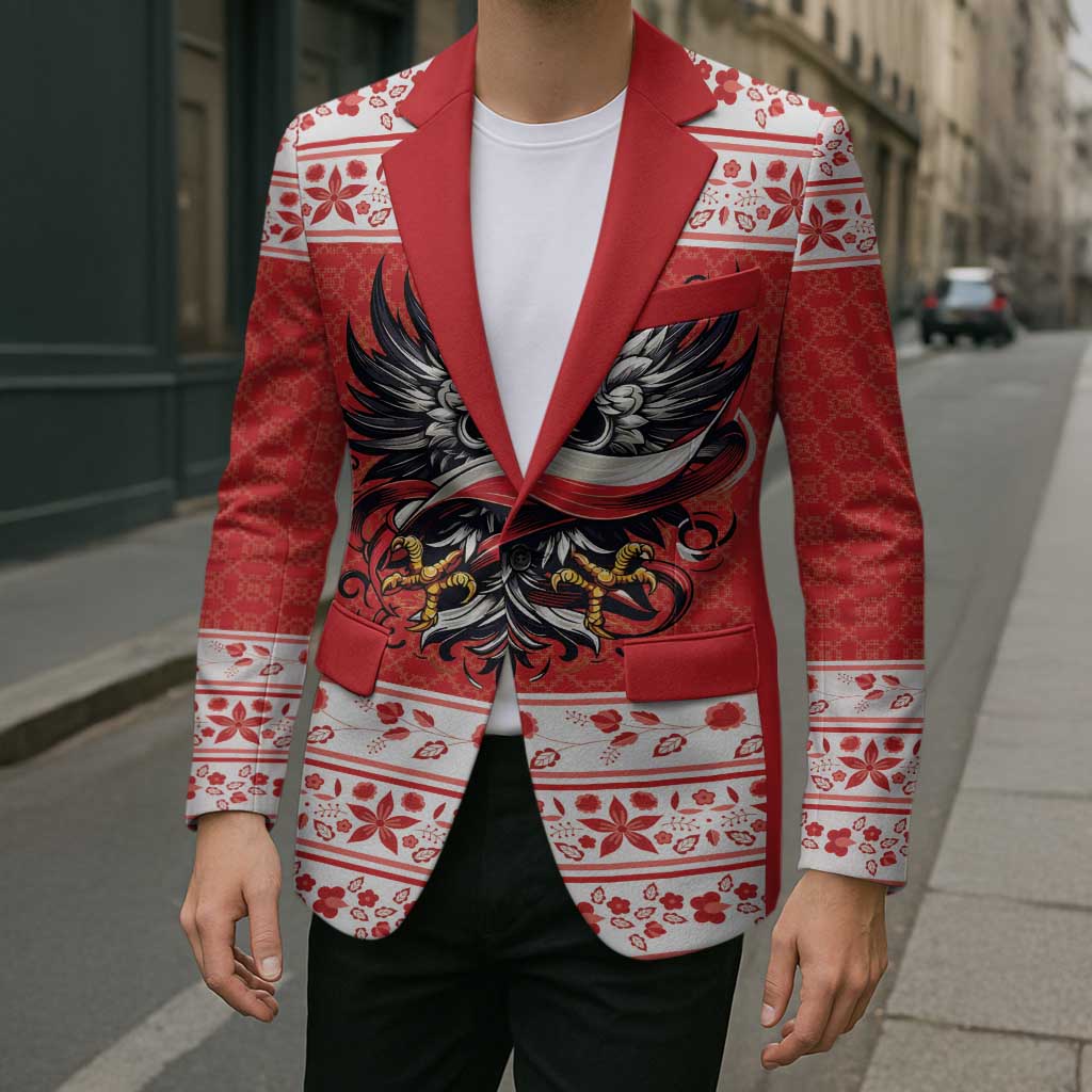 Poland Christmas Blazer Polish Eagle with Flag Style - Wonder Print Shop