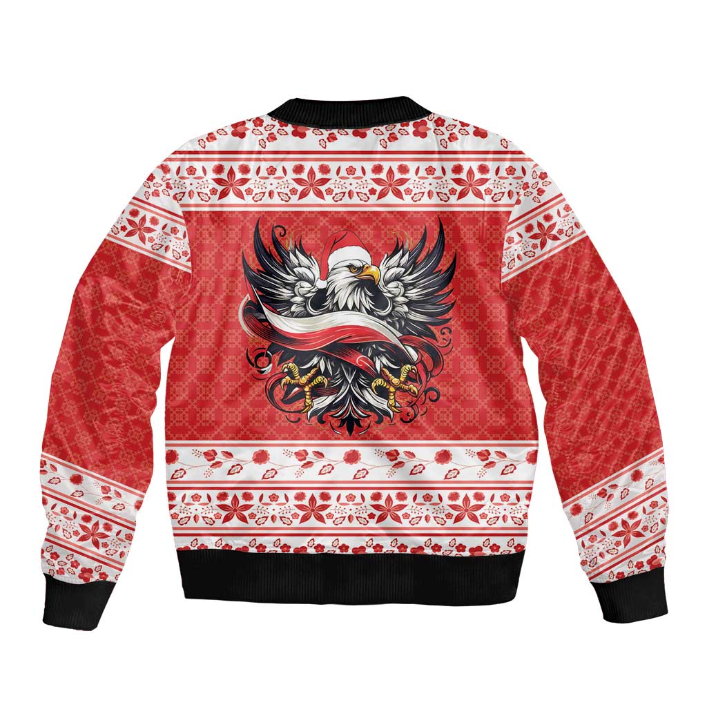 Poland Christmas Bomber Jacket Polish Eagle with Flag Style - Wonder Print Shop