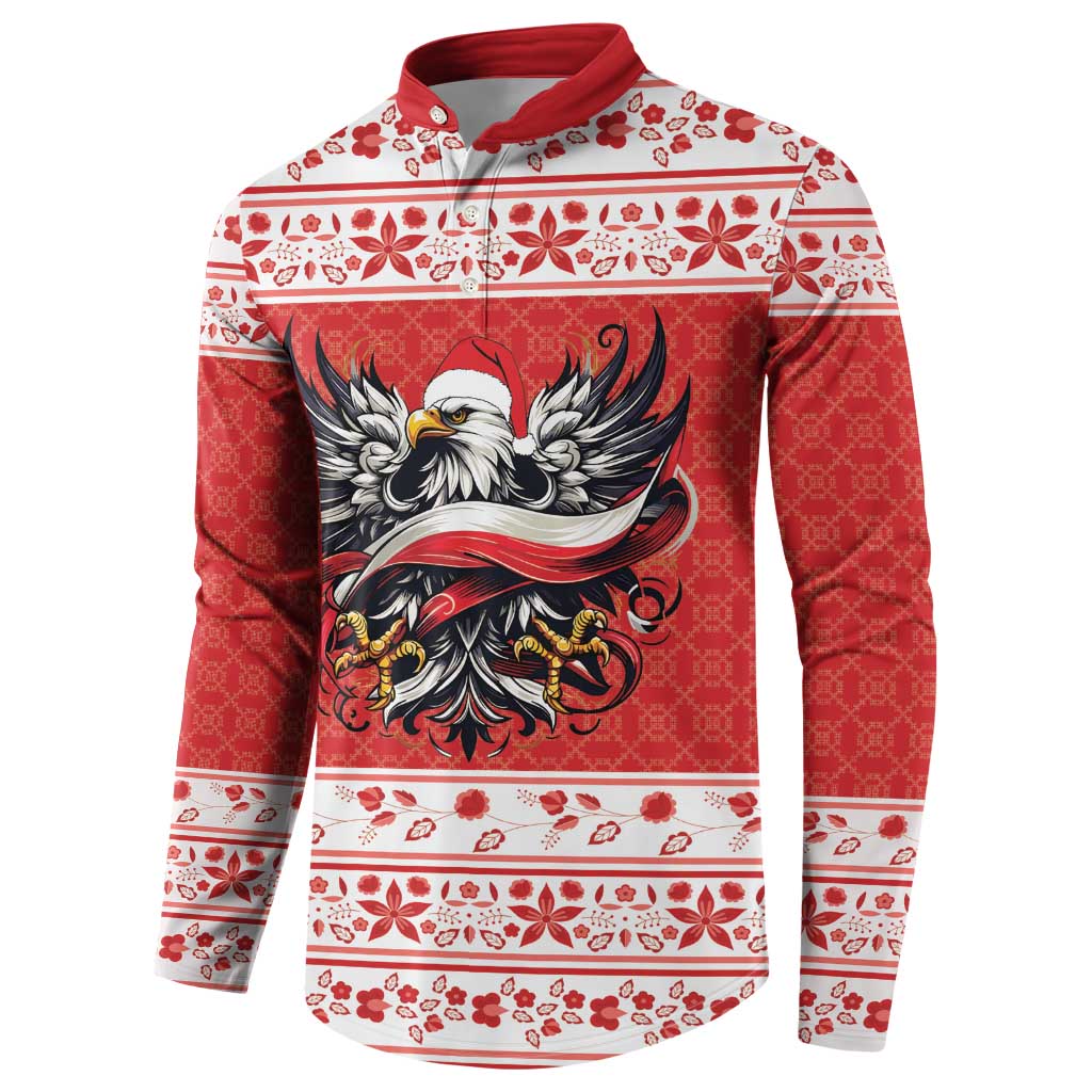 Poland Christmas Button Sweatshirt Polish Eagle with Flag Style - Wonder Print Shop