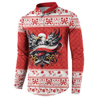 Poland Christmas Button Sweatshirt Polish Eagle with Flag Style - Wonder Print Shop