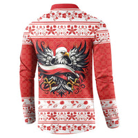 Poland Christmas Button Sweatshirt Polish Eagle with Flag Style - Wonder Print Shop