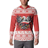 Poland Christmas Button Sweatshirt Polish Eagle with Flag Style - Wonder Print Shop