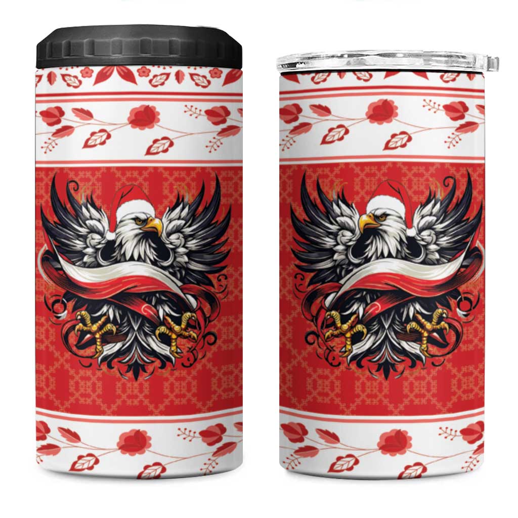 Poland Christmas 4 in 1 Can Cooler Tumbler Polish Eagle with Flag Style - Wonder Print Shop