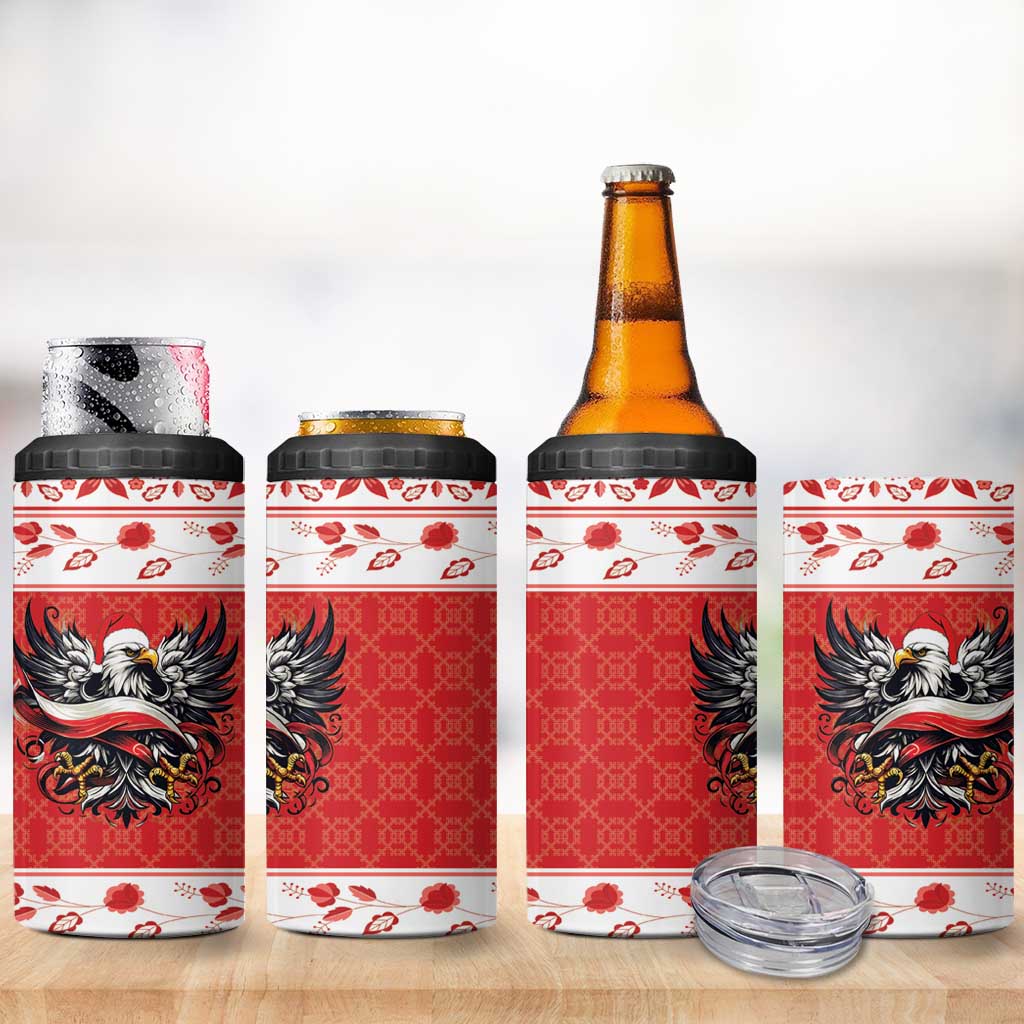 Poland Christmas 4 in 1 Can Cooler Tumbler Polish Eagle with Flag Style - Wonder Print Shop