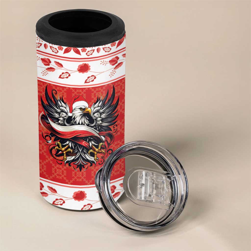 Poland Christmas 4 in 1 Can Cooler Tumbler Polish Eagle with Flag Style - Wonder Print Shop