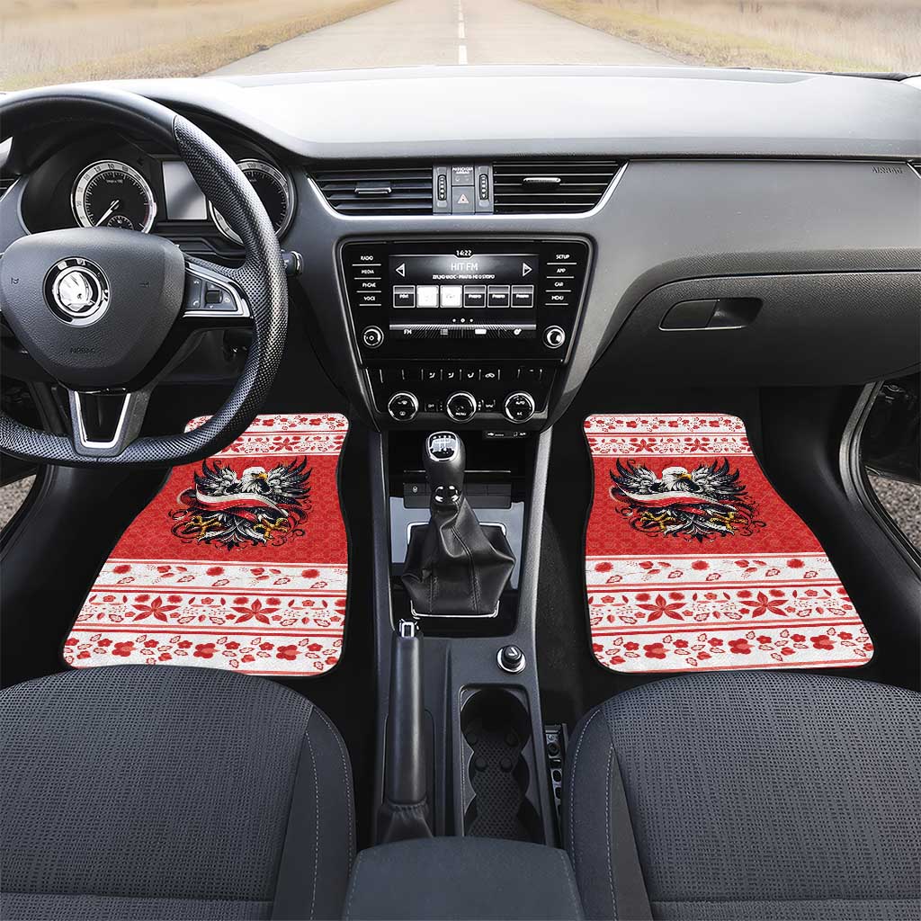 Poland Christmas Car Mats Polish Eagle with Flag Style - Wonder Print Shop