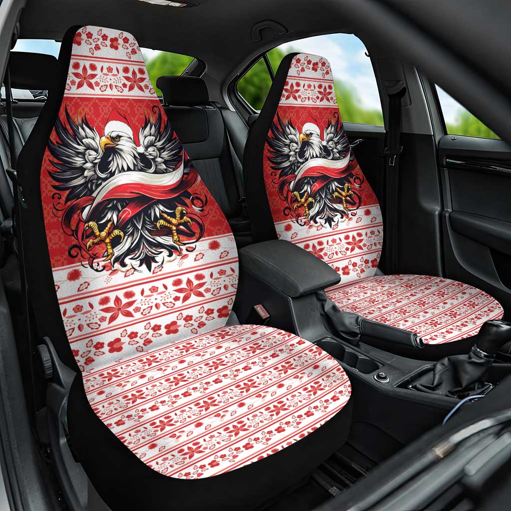 Poland Christmas Car Seat Cover Polish Eagle with Flag Style - Wonder Print Shop