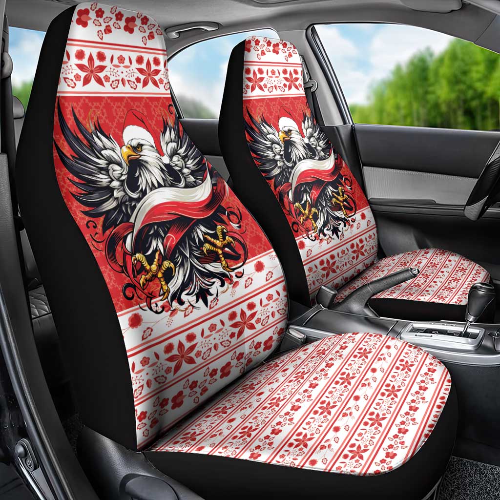 Poland Christmas Car Seat Cover Polish Eagle with Flag Style - Wonder Print Shop
