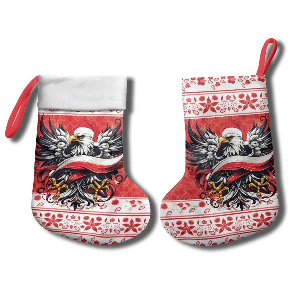 Poland Christmas Stocking Polish Eagle with Flag Style - Wonder Print Shop