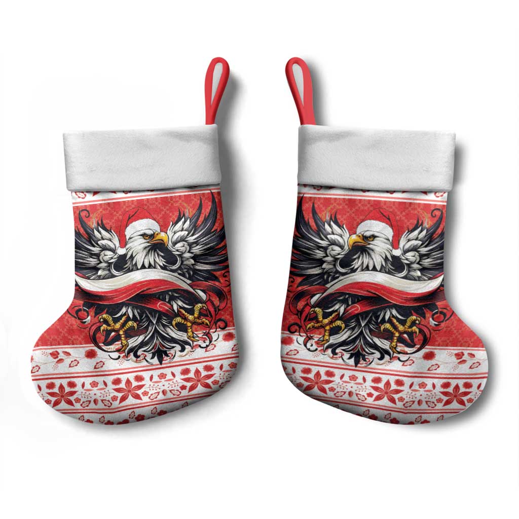 Poland Christmas Stocking Polish Eagle with Flag Style - Wonder Print Shop