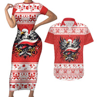 Poland Christmas Couples Matching Short Sleeve Bodycon Dress and Hawaiian Shirt Polish Eagle with Flag Style - Wonder Print Shop