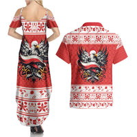 Poland Christmas Couples Matching Summer Maxi Dress and Hawaiian Shirt Polish Eagle with Flag Style - Wonder Print Shop