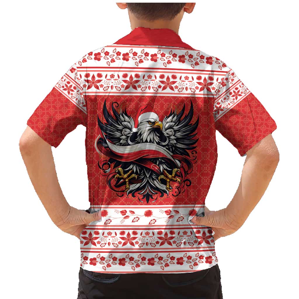 Poland Christmas Family Matching Mermaid Dress and Hawaiian Shirt Polish Eagle with Flag Style - Wonder Print Shop