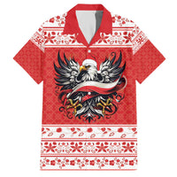 Poland Christmas Family Matching Off The Shoulder Long Sleeve Dress and Hawaiian Shirt Polish Eagle with Flag Style - Wonder Print Shop
