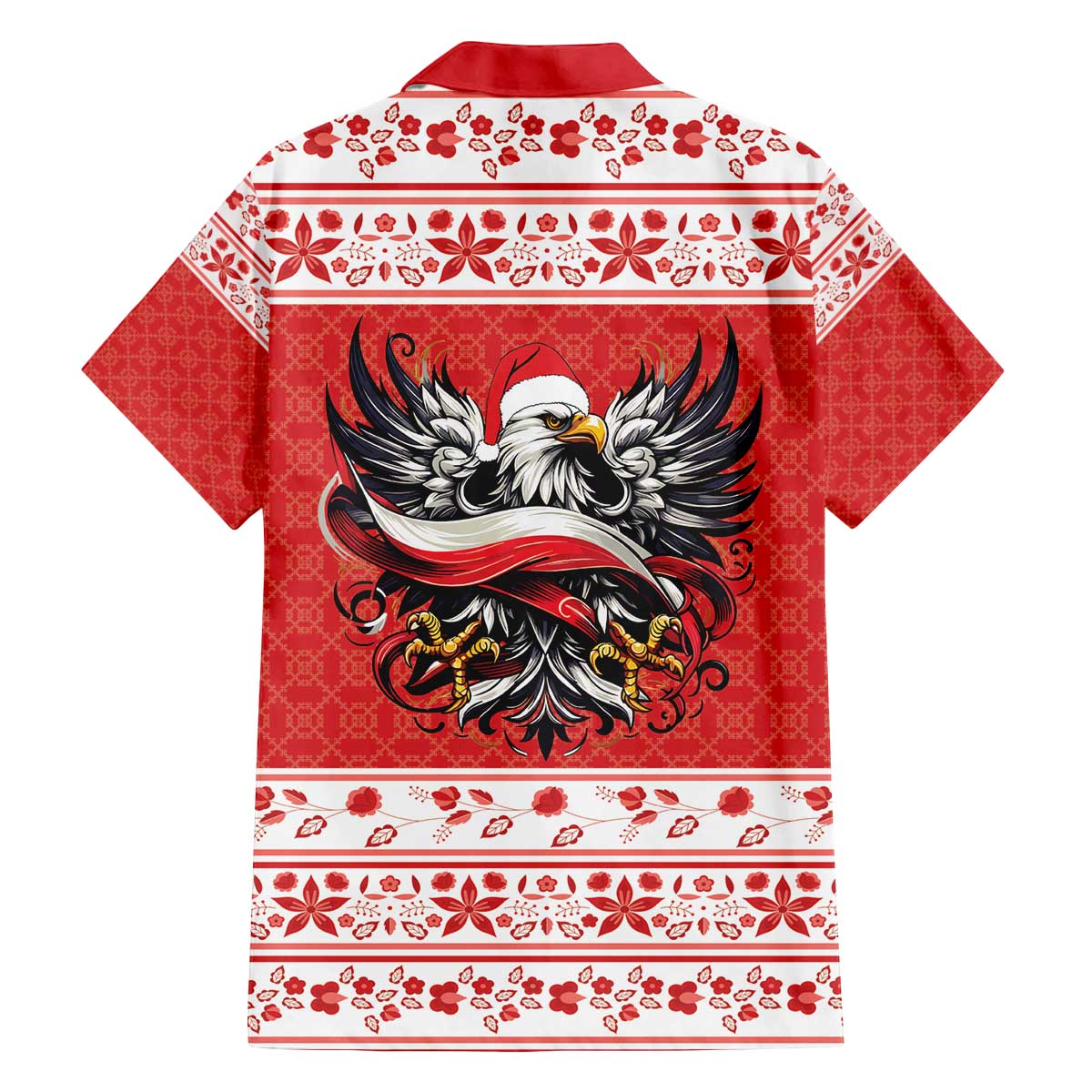 Poland Christmas Family Matching Off The Shoulder Long Sleeve Dress and Hawaiian Shirt Polish Eagle with Flag Style - Wonder Print Shop