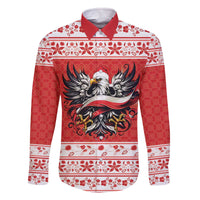 Poland Christmas Family Matching Off The Shoulder Long Sleeve Dress and Hawaiian Shirt Polish Eagle with Flag Style - Wonder Print Shop