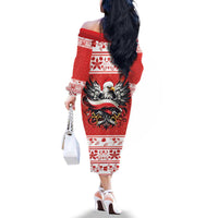 Poland Christmas Family Matching Off The Shoulder Long Sleeve Dress and Hawaiian Shirt Polish Eagle with Flag Style - Wonder Print Shop