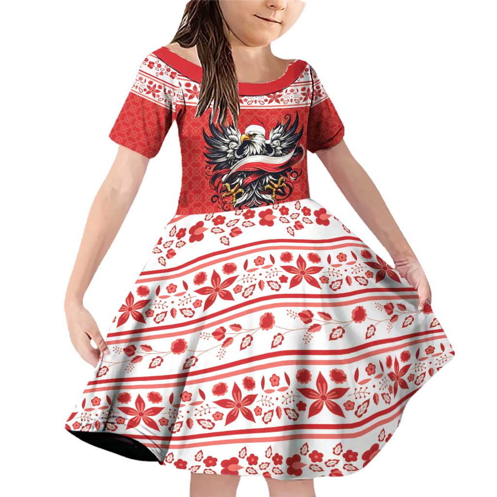 Poland Christmas Family Matching Off Shoulder Short Dress and Hawaiian Shirt Polish Eagle with Flag Style - Wonder Print Shop