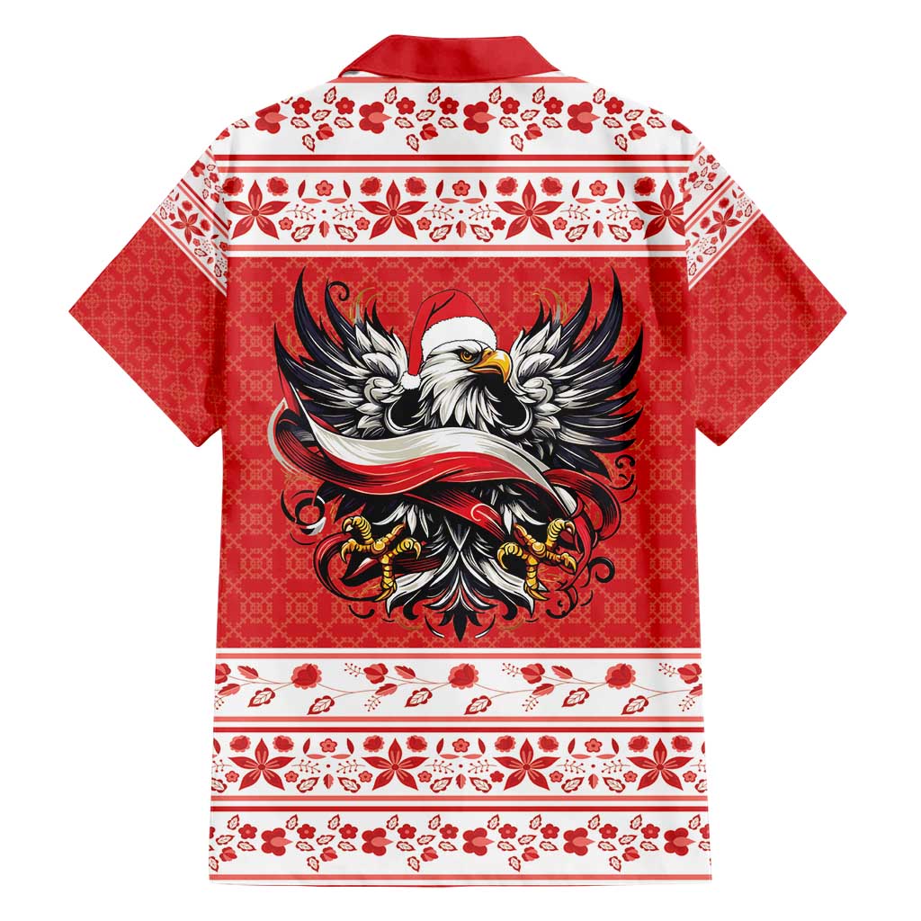 Poland Christmas Family Matching Short Sleeve Bodycon Dress and Hawaiian Shirt Polish Eagle with Flag Style - Wonder Print Shop