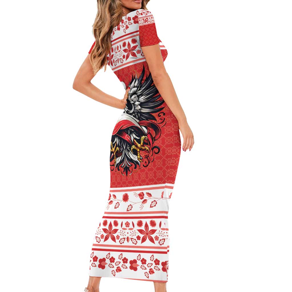 Poland Christmas Family Matching Short Sleeve Bodycon Dress and Hawaiian Shirt Polish Eagle with Flag Style - Wonder Print Shop