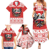 Poland Christmas Family Matching Summer Maxi Dress and Hawaiian Shirt Polish Eagle with Flag Style - Wonder Print Shop