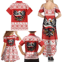 Poland Christmas Family Matching Summer Maxi Dress and Hawaiian Shirt Polish Eagle with Flag Style - Wonder Print Shop