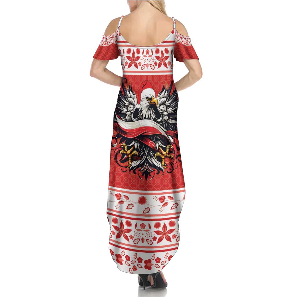 Poland Christmas Family Matching Summer Maxi Dress and Hawaiian Shirt Polish Eagle with Flag Style - Wonder Print Shop
