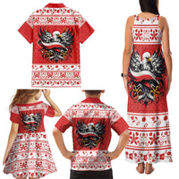 Poland Christmas Family Matching Tank Maxi Dress and Hawaiian Shirt Polish Eagle with Flag Style - Wonder Print Shop