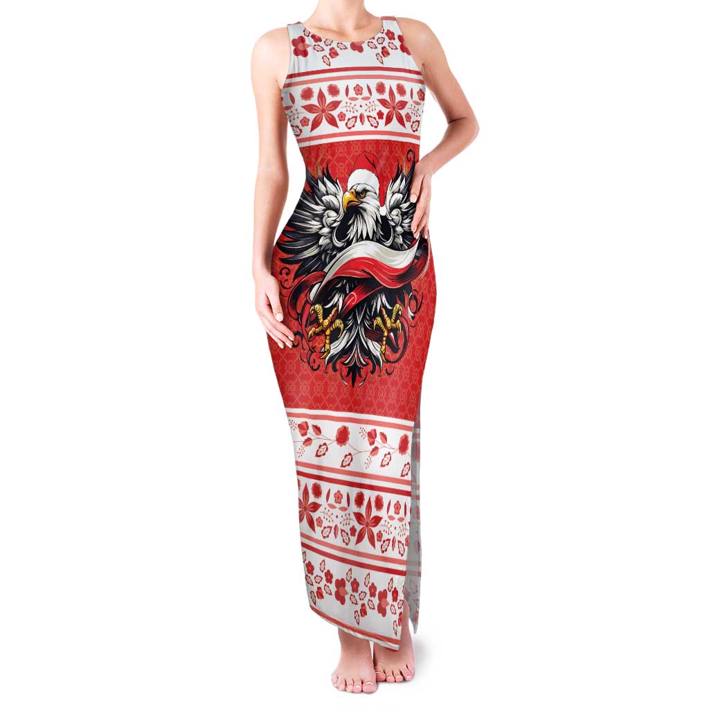 Poland Christmas Family Matching Tank Maxi Dress and Hawaiian Shirt Polish Eagle with Flag Style - Wonder Print Shop