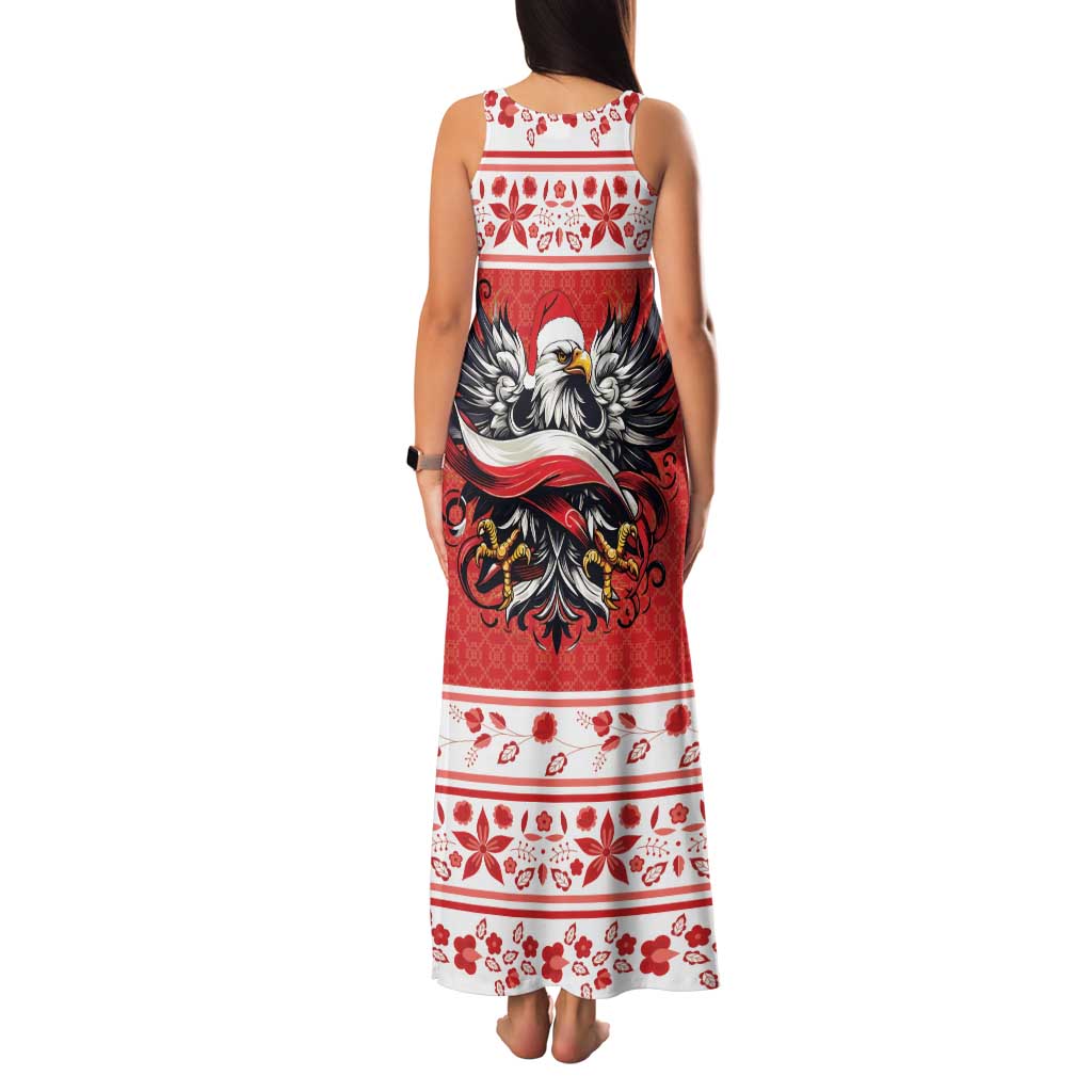 Poland Christmas Family Matching Tank Maxi Dress and Hawaiian Shirt Polish Eagle with Flag Style - Wonder Print Shop
