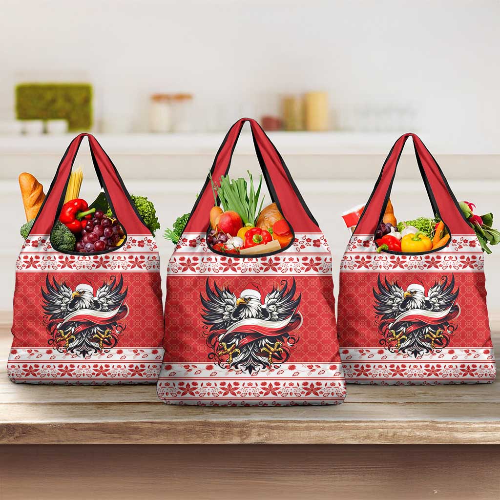 Poland Christmas Grocery Bag Polish Eagle with Flag Style - Wonder Print Shop