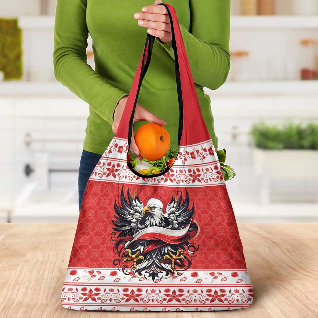 Poland Christmas Grocery Bag Polish Eagle with Flag Style - Wonder Print Shop