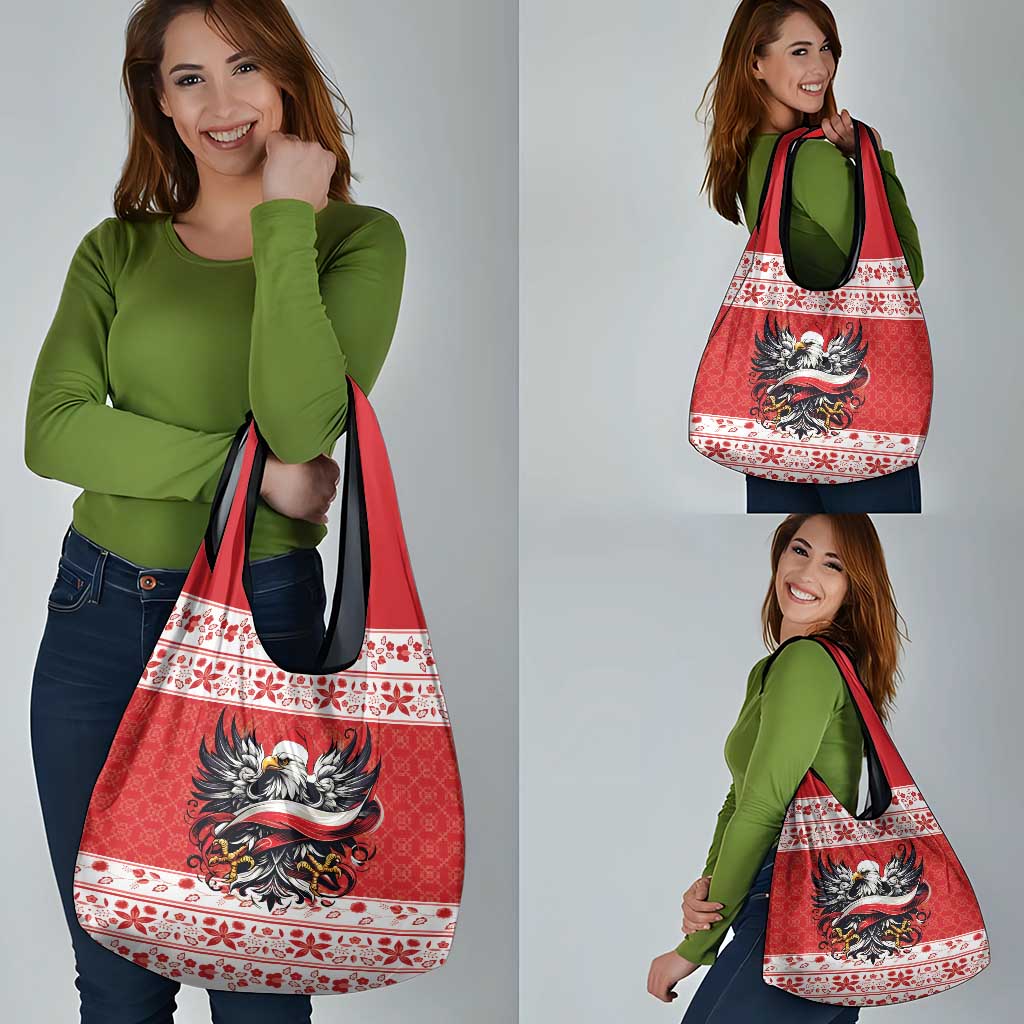 Poland Christmas Grocery Bag Polish Eagle with Flag Style - Wonder Print Shop