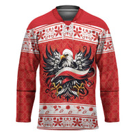 Poland Christmas Hockey Jersey Polish Eagle with Flag Style - Wonder Print Shop