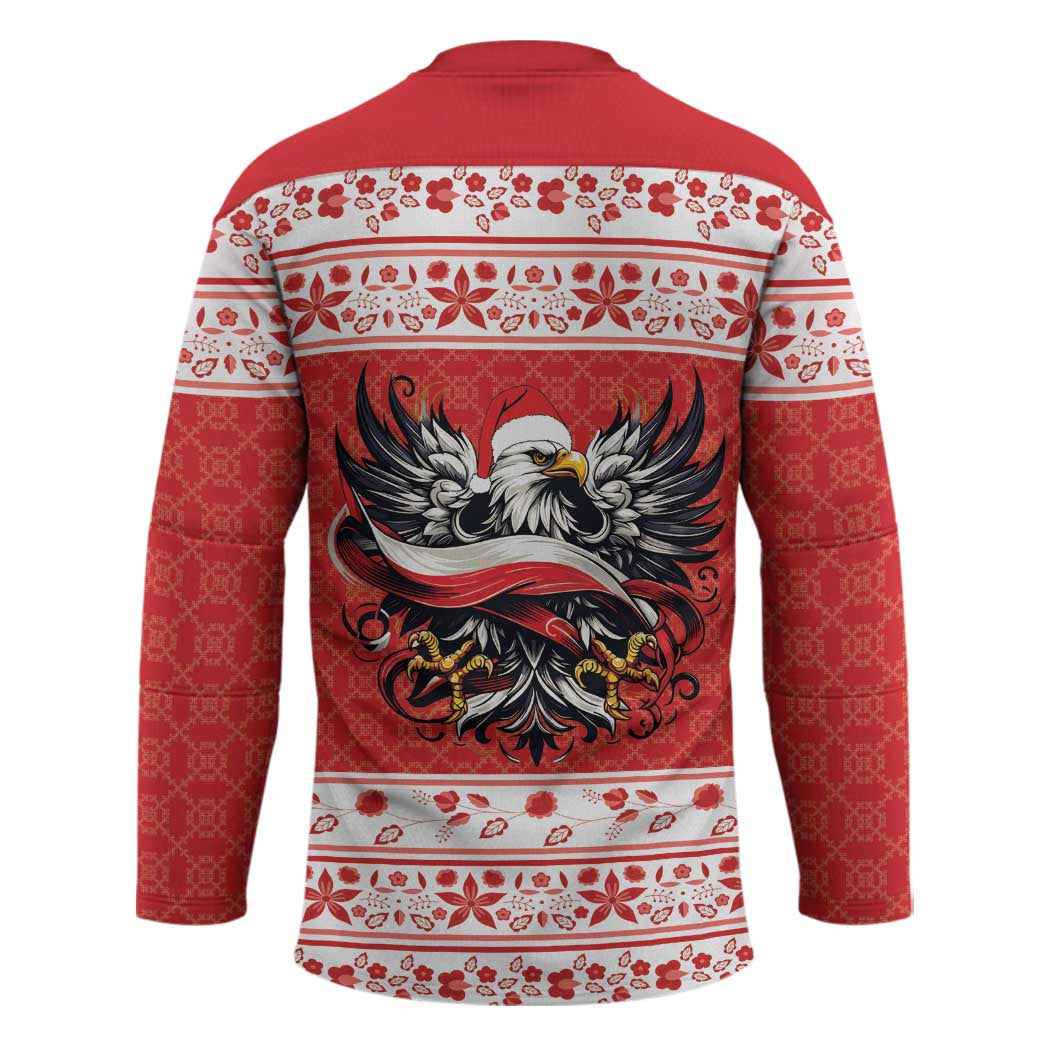 Poland Christmas Hockey Jersey Polish Eagle with Flag Style - Wonder Print Shop