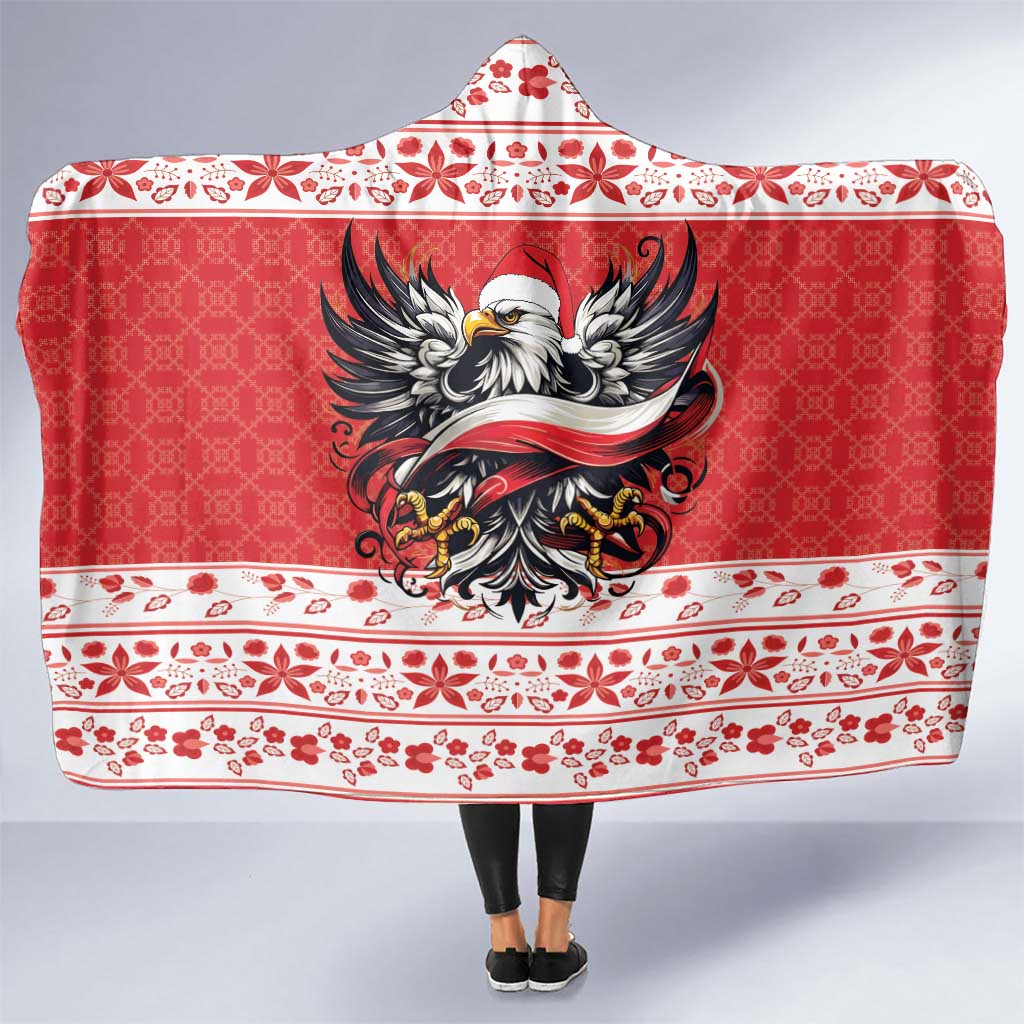 Poland Christmas Hooded Blanket Polish Eagle with Flag Style - Wonder Print Shop