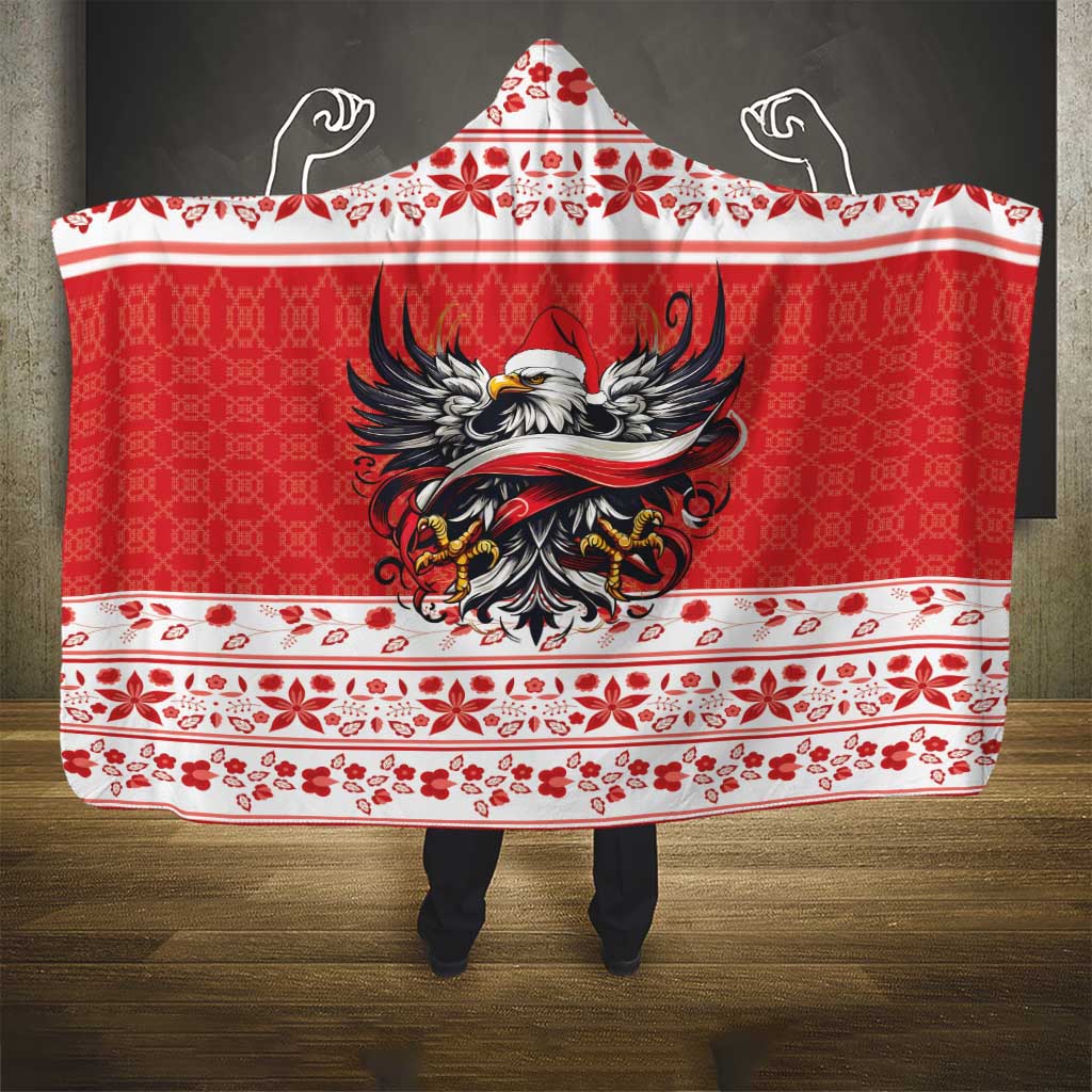 Poland Christmas Hooded Blanket Polish Eagle with Flag Style - Wonder Print Shop