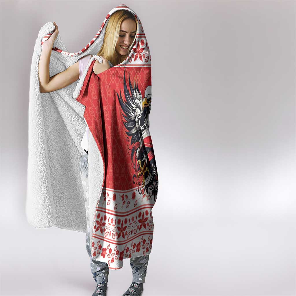Poland Christmas Hooded Blanket Polish Eagle with Flag Style - Wonder Print Shop